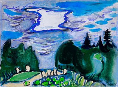Маврина Татьяна Алексеевна (1900-1996). Озеро в лесу. 1988.