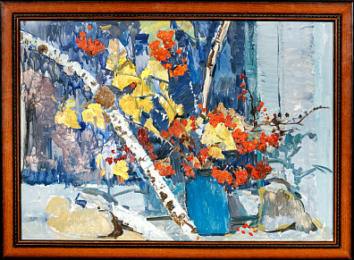 Комиссаров Иван Еремеевич (1929-2009). 
Натюрморт с рябиной. 1960-е - 1970-е.