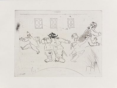 Шагал Марк Захарович (Хацкелевич) (1887-1985). "Новый начальник". Офорт из цикла "Мертвые души". 1948.