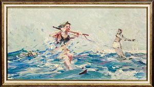Петров Юлий Георгиевич (р.1929). 
На водных лыжах. 1960-е.