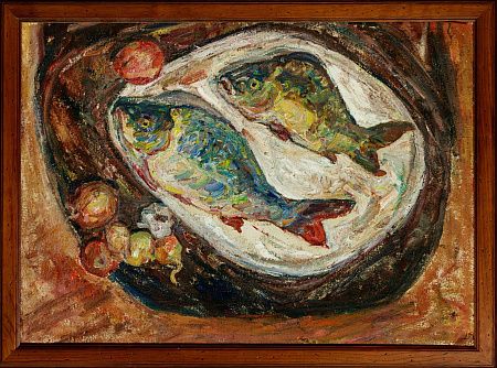 Сорокина Наталья Тихоновна (1918-1991). Натюрморт с рыбами. 1990.