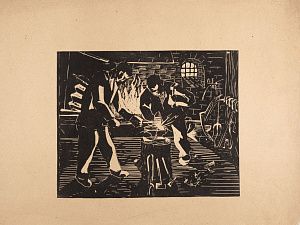 Неизвестный художник. В кузнице. 1920-е.