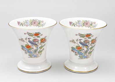 Парные вазочки "Журавль Кутани". Англия, фирма Wedgwood, 1971-98 годы.