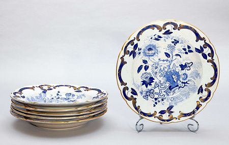 Шесть тарелок в стиле японизм. Россия, Москва, фабрика Ф.Я. Гарднера, 1850-60-е годы.