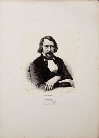 Борель Петр Федорович (1829-1898). Портрет А.Хомякова. С фотографии К.А.Бергнера. Издание А.Э.Мюнстера "Портретная галерея русских литераторов, журналистов, художников и других замечательных людей". (СПб, 1859–1864). 1860.