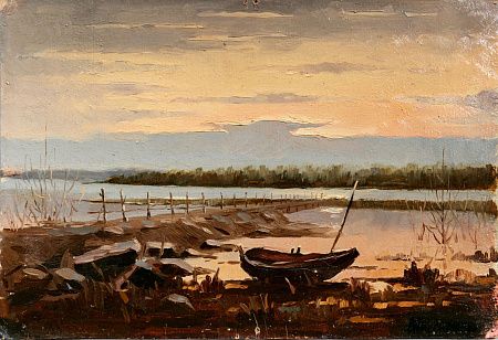 Максименко Александр Григорьевич (1916-2011).(?)
Пейзаж с лодкой. Середина ХХ века.