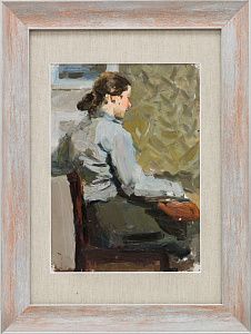 Басов Бениамин Матвеевич (1913-2001). 
Женщина в интерьере. 1955.