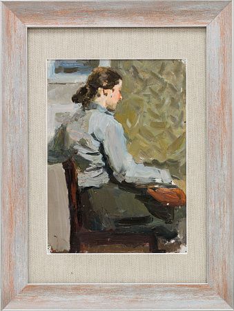 Басов Бениамин Матвеевич (1913-2001). 
Женщина в интерьере. 1955.