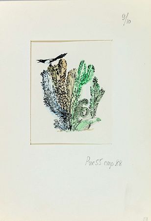 Лемкуль Федор Викторович (1914-1995).Иллюстрация к книге "Волшебные дудочки. Сказки народов Прибалтики". Сорока. 1970-е.