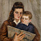 Огородов Геннадий Васильевич (1907-1988).Портрет жены и сына. 1950.