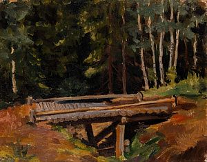 Луппиан Владимир Карлович (1892–1983). Пейзаж с мостиком. 1950-е.