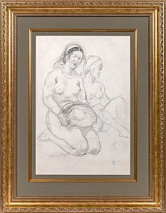 Исупов Алексей Владимирович (1889-1957). Две обнаженные девушки. 1940-е.