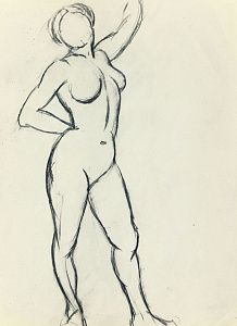 Сафронова Антонина Федоровна (1892-1966).
Обнаженная модель. Рисунок из студии И.Машкова. 1913-1917.