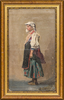 Маковский Александр Владимирович  (1869-1924).
Портрет девушки в национальном костюме. Конец XIX века.