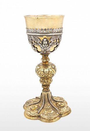 Серебряный потир с изображением херувимов. 1693–1724  гг. Германия, Фрауштадт. Мастер – Кристиан Цоллер.