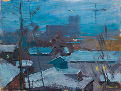 Антонов Сергей Георгиевич (1932-2006). 
Городской пейзаж. Сокольники. 1953.