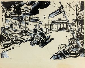 Добровольский Владимир Петрович (1920-1991). Через город. Иллюстрация к книге "Как я боялась генералов". 1978.