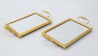 (Баккара) Пара зеркальных подносов. Франция, фирма Baccarat, до 1936 г.