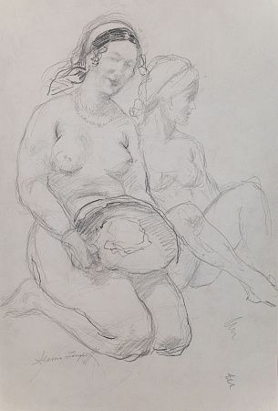 Исупов Алексей Владимирович (1889-1957). Две обнаженные девушки. 1940-е.