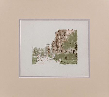 Конашевич Владимир Михайлович (1888-1963). Улица Петра Лаврова. Литография из альбома "Ленинград. Новые пейзажи 1917-1932". 1932.