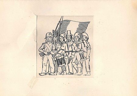 Гуревич Борис Абрамович(?) (р.1929). Музыка революции. Эскиз иллюстрации к книге Н. Муравьевой "Беранже". 1965.