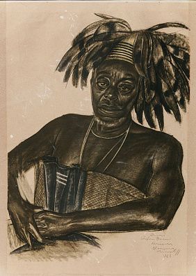 Яковлев Александр Евгеньевич (1887–1938) Боэми. Вождь племени Авунгура. Лист из издания "Dessins et peintures d’Afrique. Exécutés au cours de l’expédition Citroën Centre-Afrique". 1927.