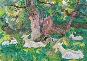 Фридман Карл Шоломович (1926–2001). Козы в тени деревьев. 1970-е - 1980-е.