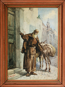 Эдуардо Витали (Edouardo Vitali) (XIX века).Монах с осликом. XIX век.