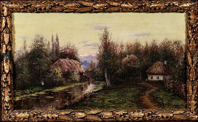 Неизвестный художник. Россия. 
Пейзаж с хаткой. Конец XIX века.