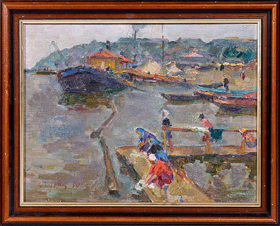 Гурвич Иосиф Михайлович (1907-1992).Стирка белья на Волге. 1950.