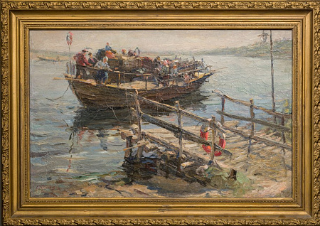 Неизвестный художник. Россия. 
На пароме. Середина ХХ века.