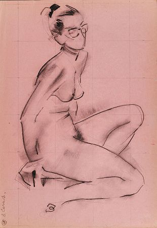 Сачков Владимир Васильевич (1928-2005). 
Натурщица в очках. Натурщица. Двусторонняя работа. Вторая половина XX века.
