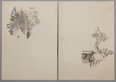 Иогансон Борис Владимирович (1893-1973). 
Два наброска деревьев. 1960-е.