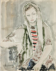 Софронова Антонина Федоровна (1892-1966). 
Девушка в платке. 1960.