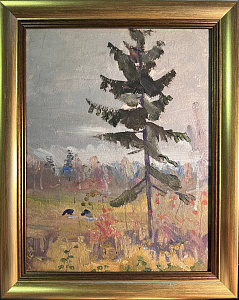 Нисский Георгий Григорьевич (1903-1987).Пейзаж с молодой ёлкой. 1957.