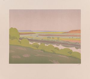 Неизвестный художник. Россия. Пейзаж с рекой. 1990-е - 2000-е.