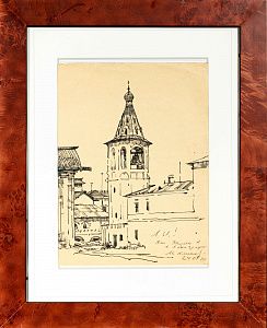 Канеев Михаил Александрович (1923-1983). Пейзаж с колокольней. 1980.