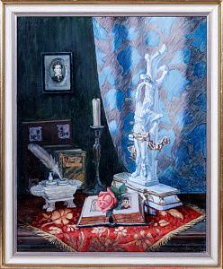 Неизвестный художник. Западная Европа. Натюрморт с фарфоровой статуэткой. 1933.