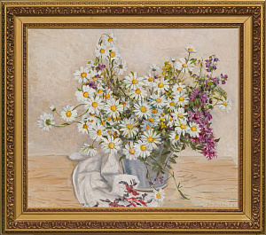 Барченков Николай Иванович (1918–2002).Натюрморт с ромашками. 1980-е.