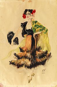 Кикин Андрей Викторович (1898-1963). (?)"Кармен". Эскиз театрального костюма. 1940-е.