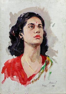Вишняков Олег Николаевич (1935-2012).Индианка. Всемирный фестиваль молодежи и студентов в Москве. 1957.