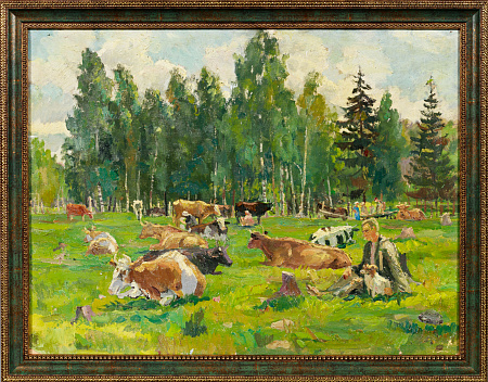 Мазанов Леонтий Никифорович (1902-1982). Колхозное стадо. 1946.