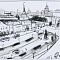 Шевченко Александр Николаевич (р.1964).
Комсомольская площадь в Москве. 1990-е.