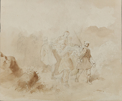 Филиппов Константин Николаевич (1830-1878)."После боя". Эпизод героической обороны Севастополя). Середина 1850-х.