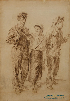 Покаржевский Петр Дмитриевич (1889-1968).Комсомольцы идут на фронт. 1936.