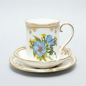 Чайное трио "Мальва и капуста". Англия, фабрика Spode, 1980-е годы.