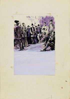 Лурье Аркадий Александрович (1916-1990). Вечерний сход. Эскиз иллюстрации к книге Ю.Д. Дмитриева "Рассказы о Григории Ивановиче Котовском". 1961.