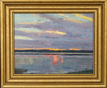 Щербаков Владимир Вячеславович (1935-2008).Стайка птиц на Волге. 1998.