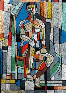 Забиронин Андрей Николаевич (р. 1961). Юноша одной ногой на кубе. 2000-е.