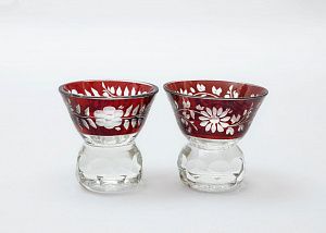 Пара стопок рубинового стекла. Богемия, 1960-70 годы.